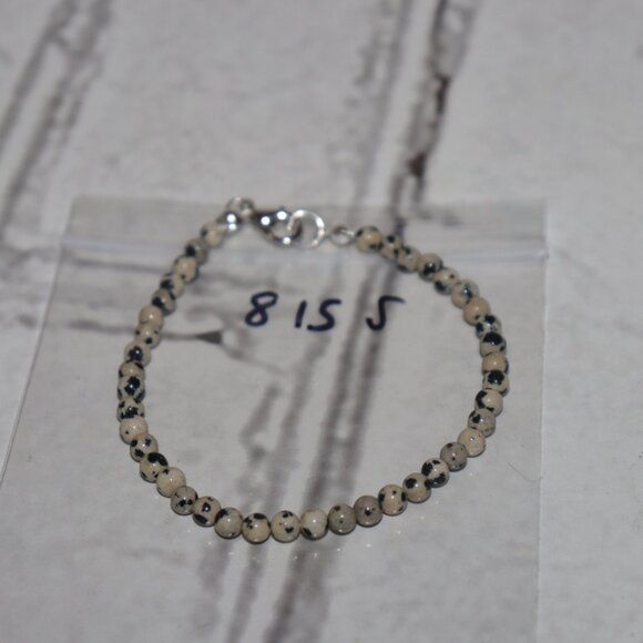 Dalmatian Jasper Beaded Bracelet | 7.5" | Silver Clasp | Natural Stone | NWoT - Picture 2 of 5